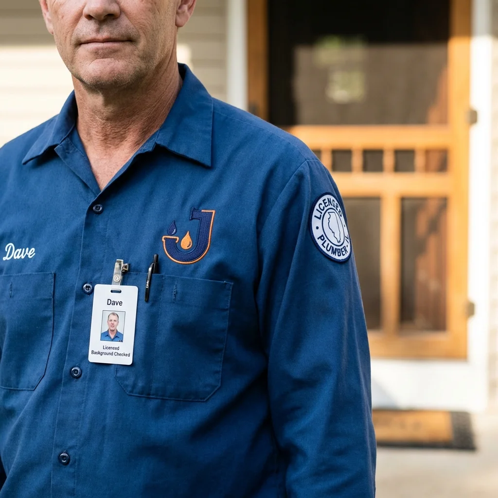 Licensed plumber showing ID badge in Wallkill, NY