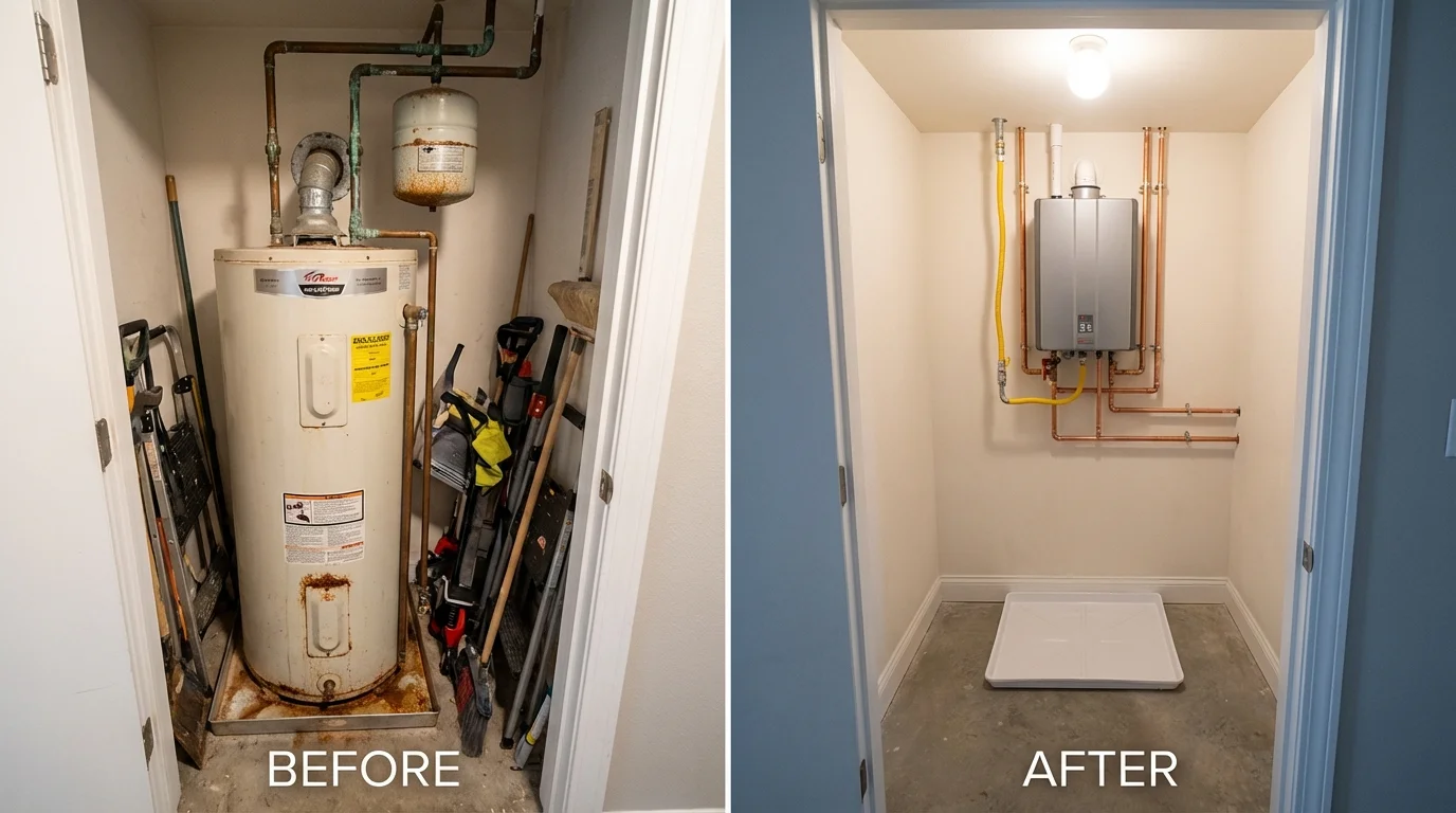 Tank water heater versus wall-mounted tankless unit comparison for Wallkill, NY homeowners